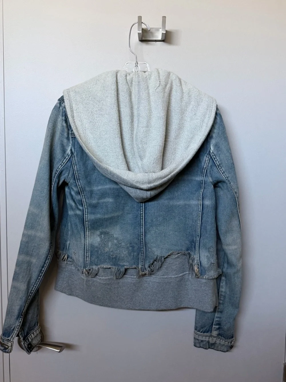 Free People denim jacket with sweatsuit insert - Picture 2 of 10